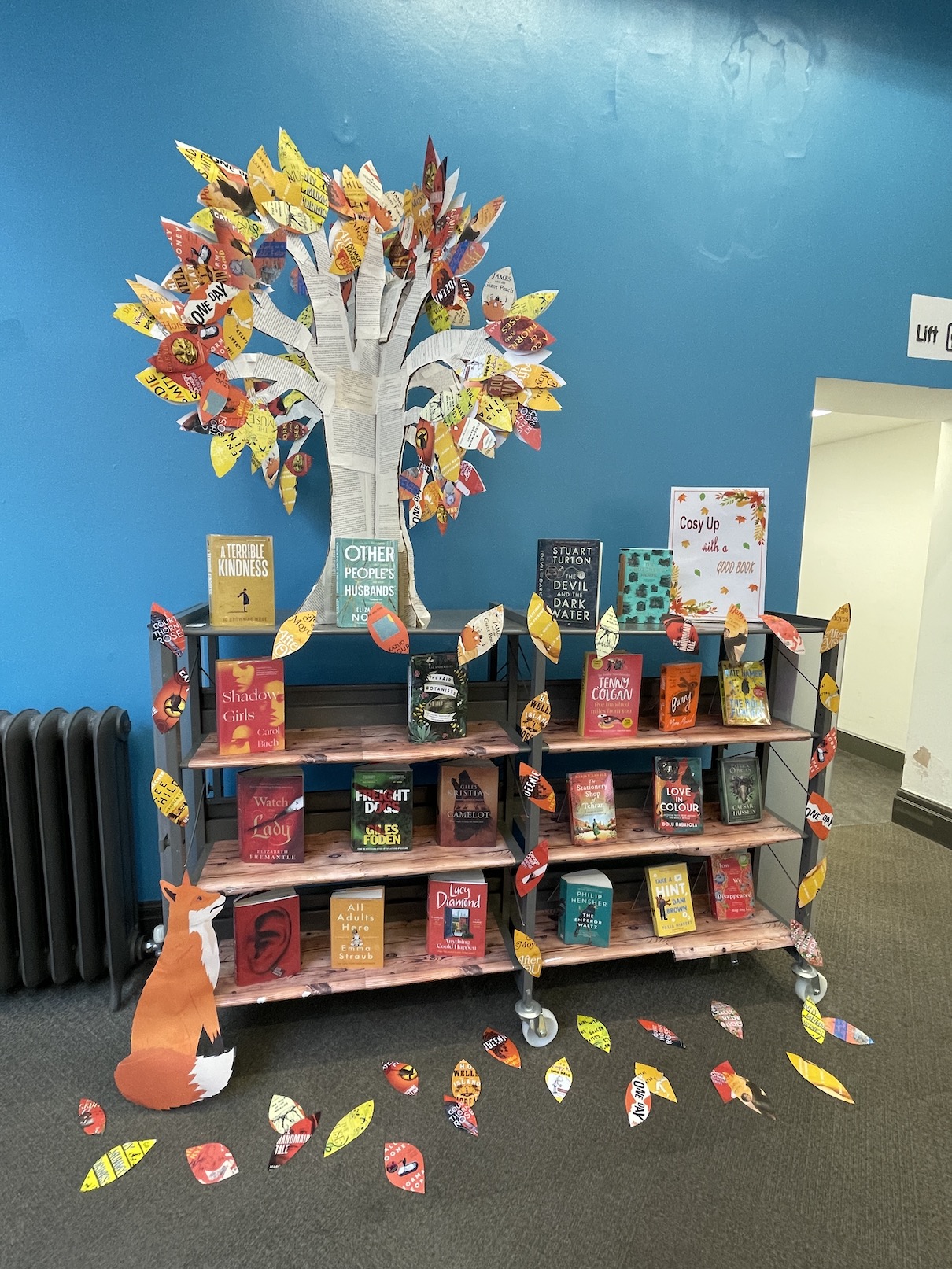 Autumnal book display in Blackpool Central Library