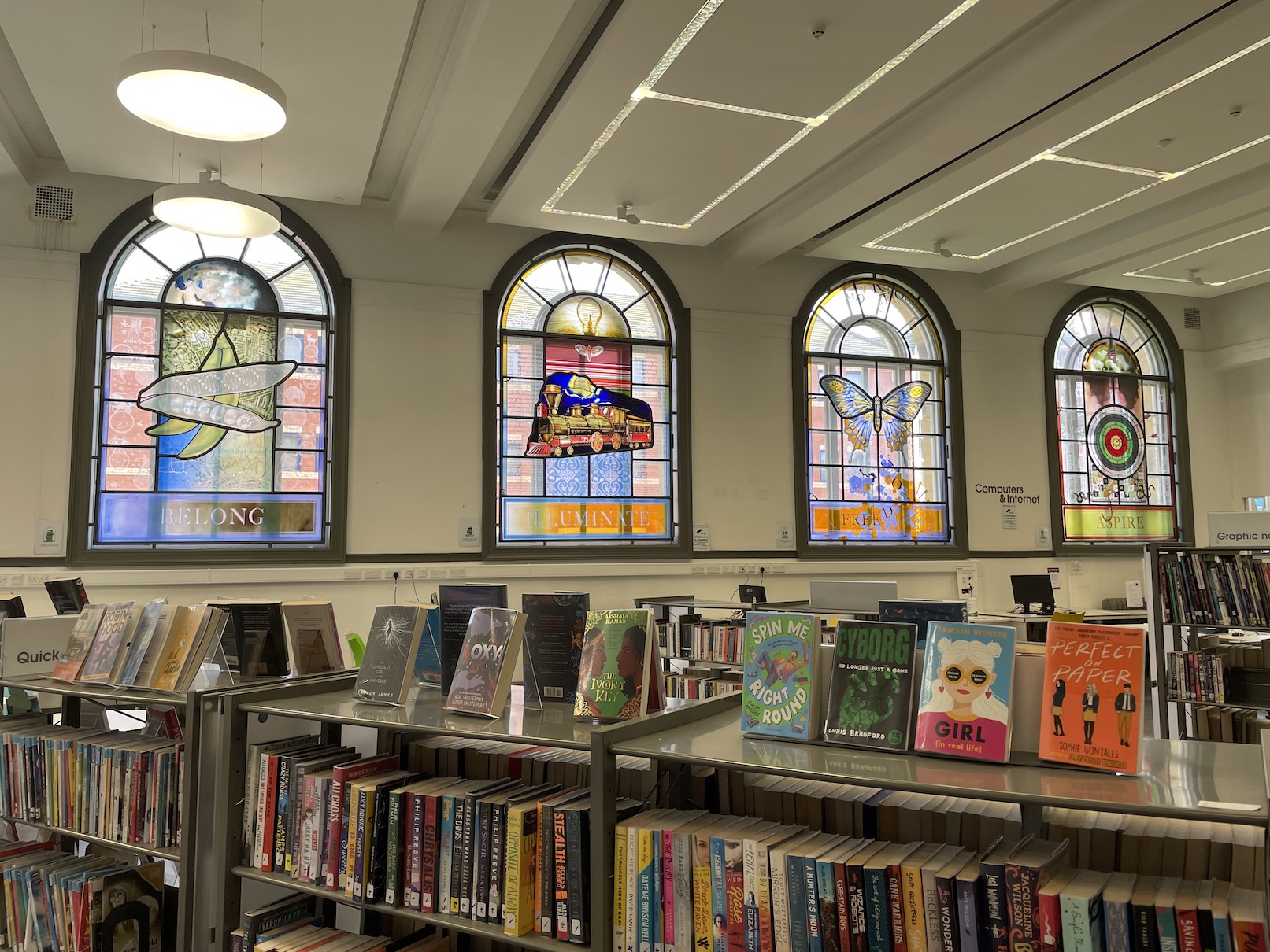 Stained glass windows in Blackpool Central Library