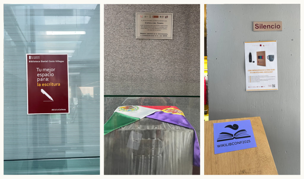 Details from the library interior: your place to write, a time capsule, and an interesting way to avoid managing money in the information desk. "Silence"